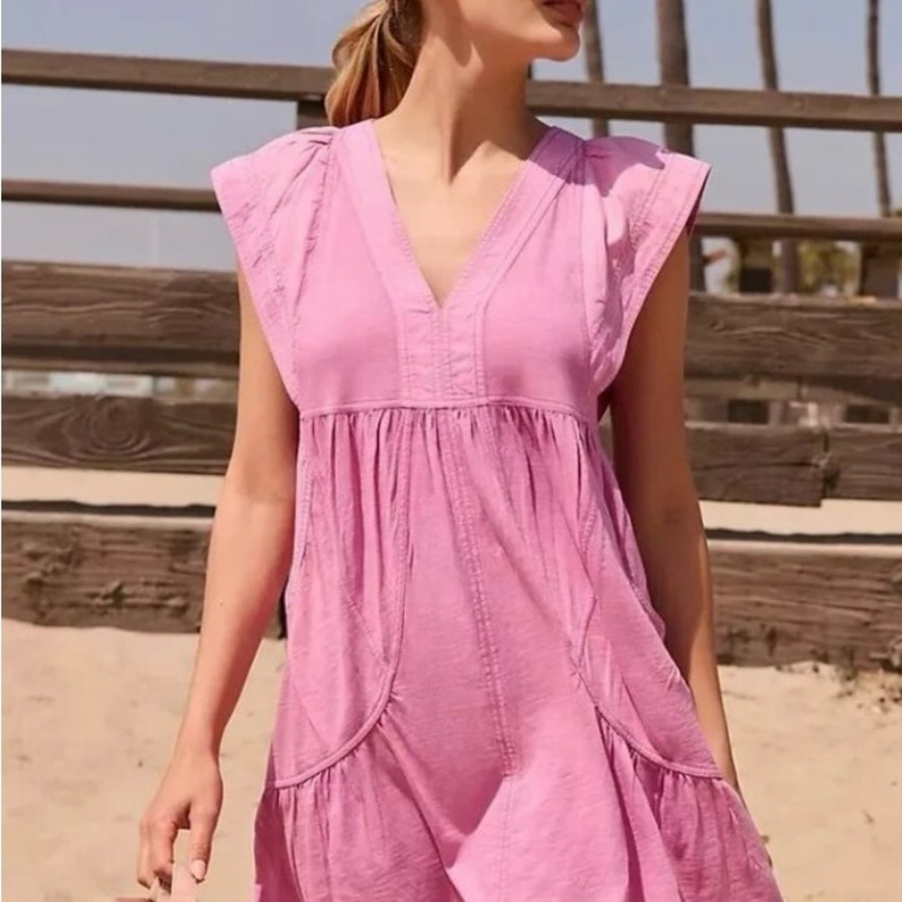 Pink V-Neck Women's Swim Cover-Up